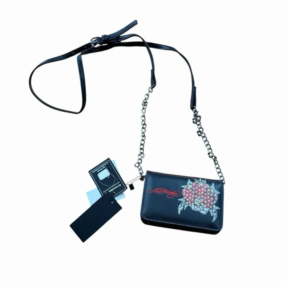 NWT Ed Hardy Black Mini Crossbody Wallet Bag - Love Kills Slowly